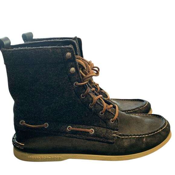 Sperry Boots Men's Size 13 Top Sider Chukka Charcoal Grey Wool Lace Up Leather - Picture 1 of 6